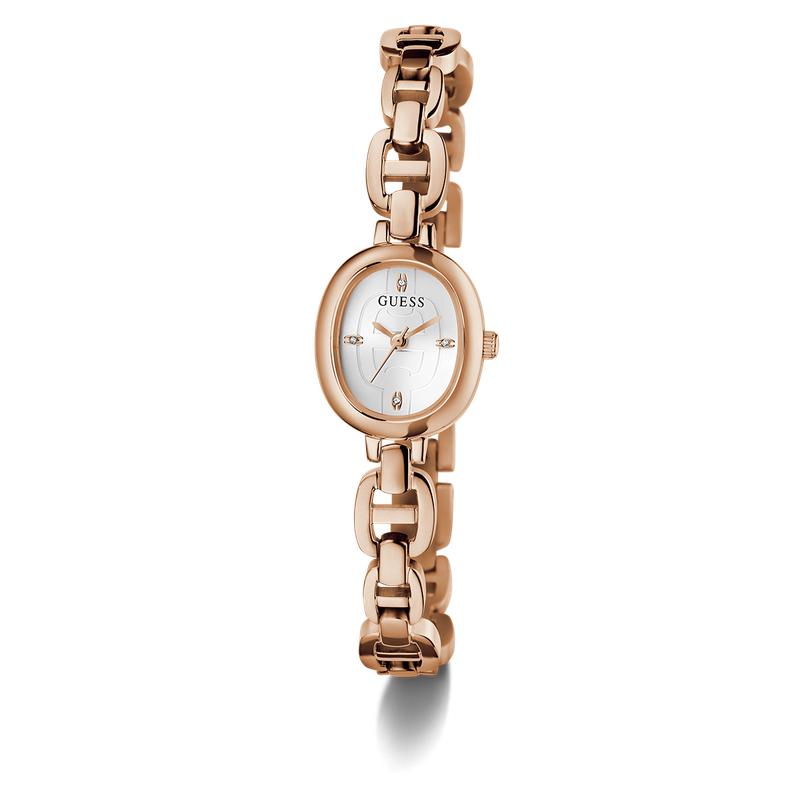 GUESSRose Gold Analog Watch with Oval White Dial