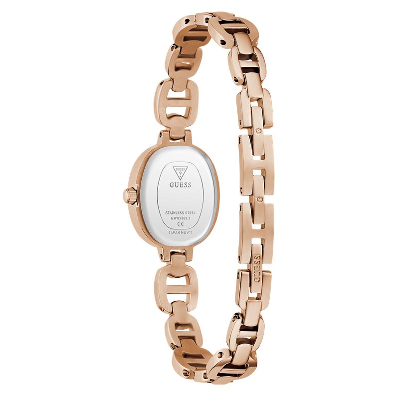 GUESSRose Gold Analog Watch with Oval White Dial