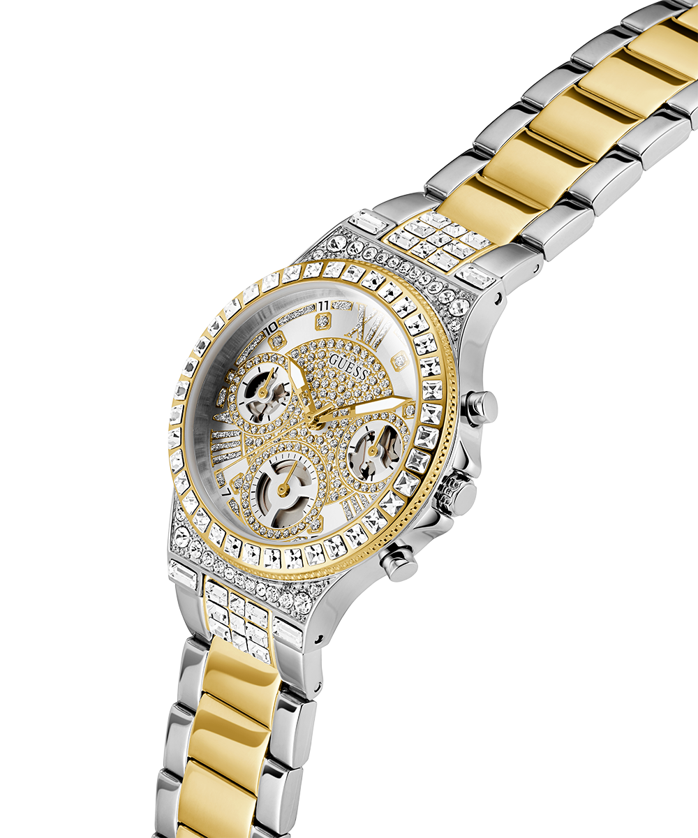 GUESS Ladies Two-Tone Multifunction Crystal-Accented Stainless Steel Watch