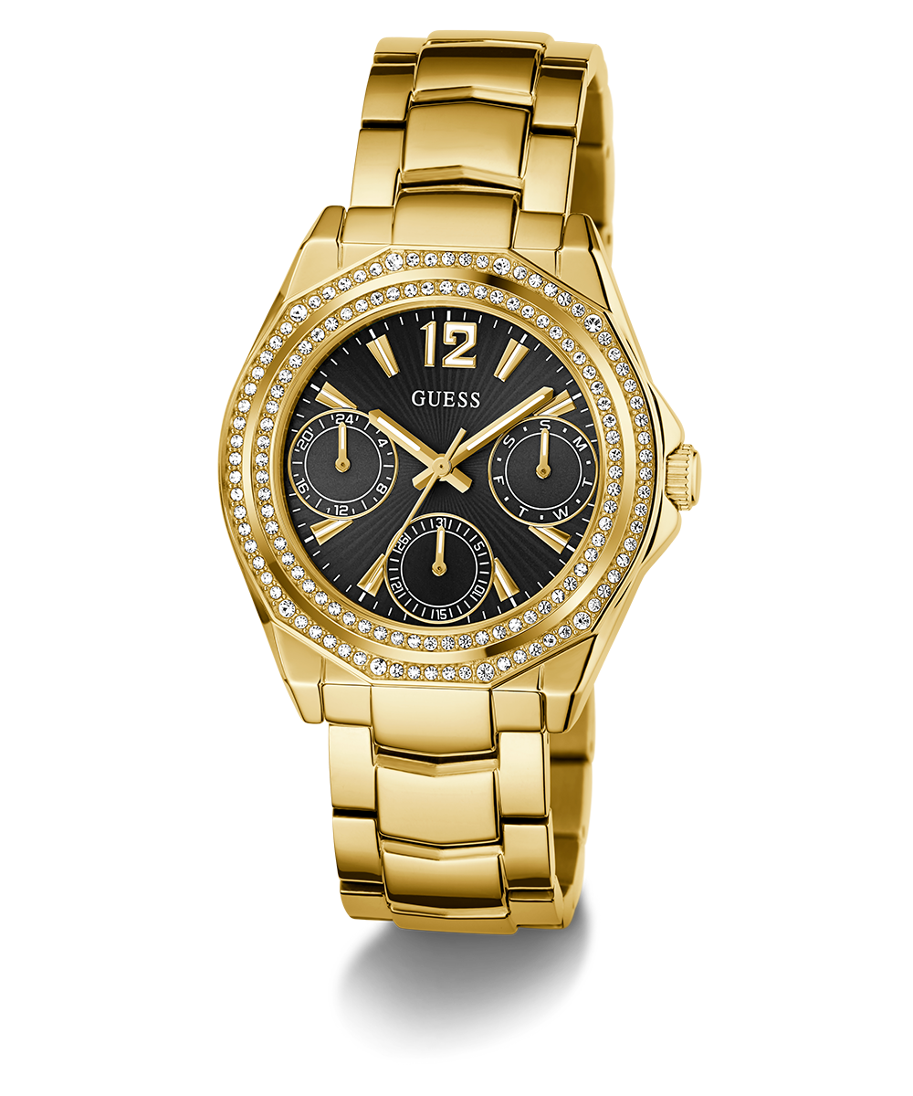 GUESS Gold Tone Women's Multi-Function Quartz Watch with Diamond Accents