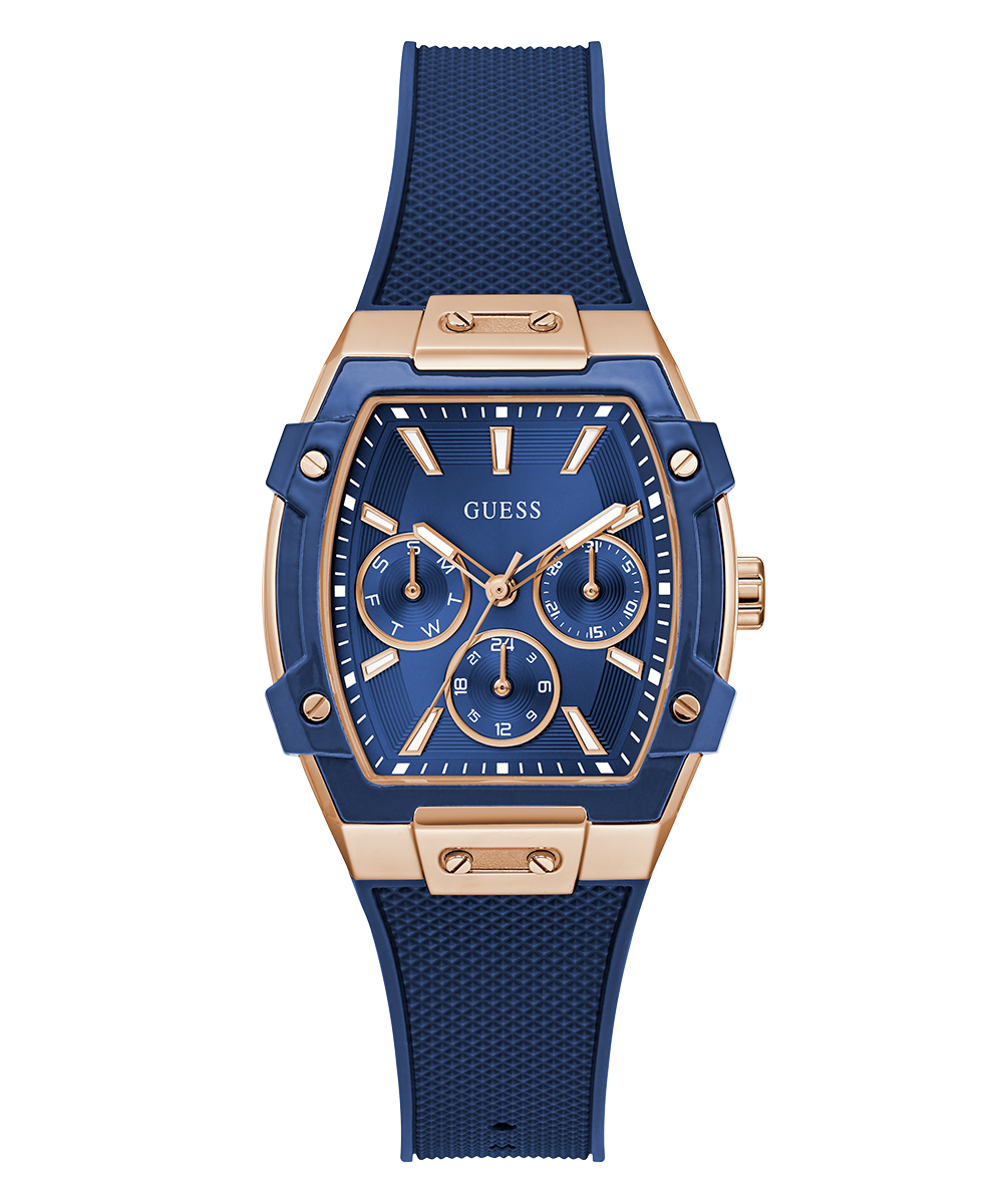 GUESS Ladies Blue Rose Gold Multi-Function Fashion Watch