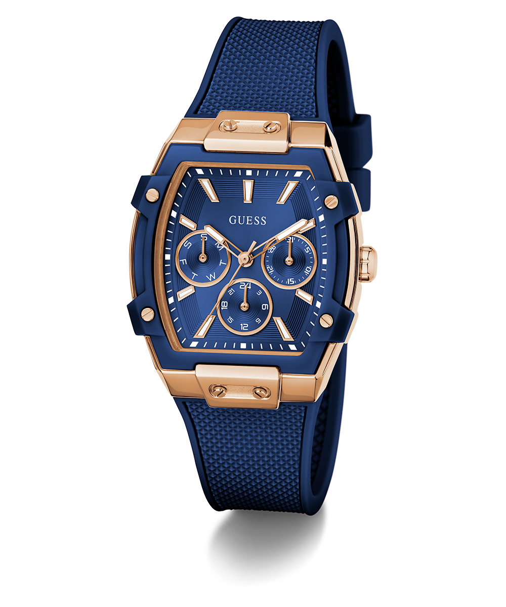 GUESS Ladies Blue Rose Gold Multi-Function Fashion Watch
