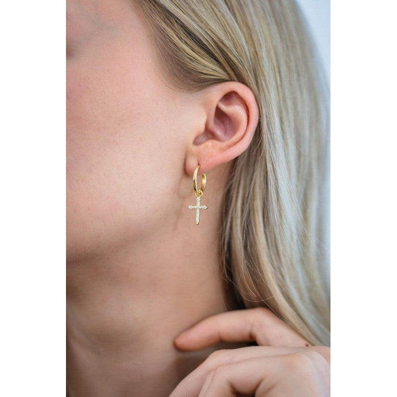 Georgini A Christmas Journey Cross Hoop Earrings - Gold