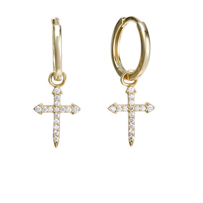 Georgini A Christmas Journey Cross Hoop Earrings - Gold