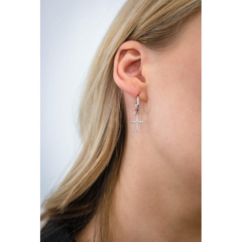 Georgini A Christmas Journey Cross Hoop Earrings - Silver