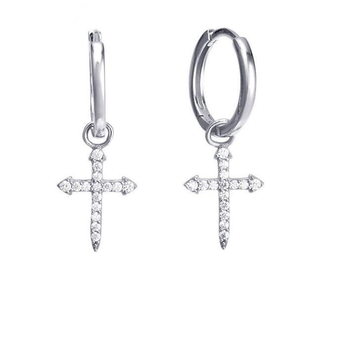 Georgini A Christmas Journey Cross Hoop Earrings - Silver