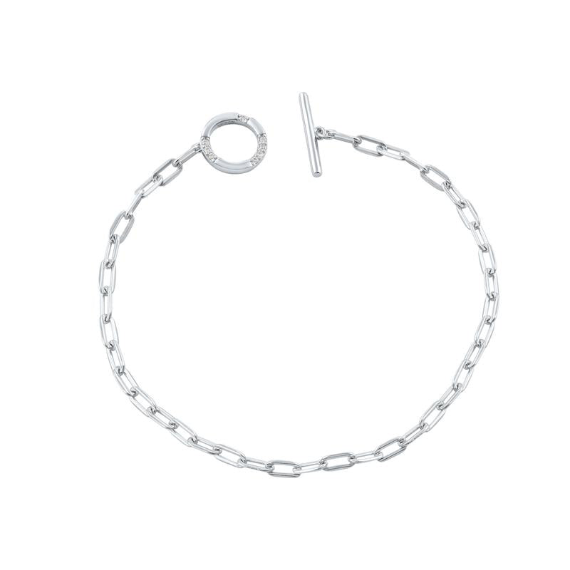 Georgini Alchemy Paperclip Fob Bracelet Rhodium-Plated Sterling Silver
