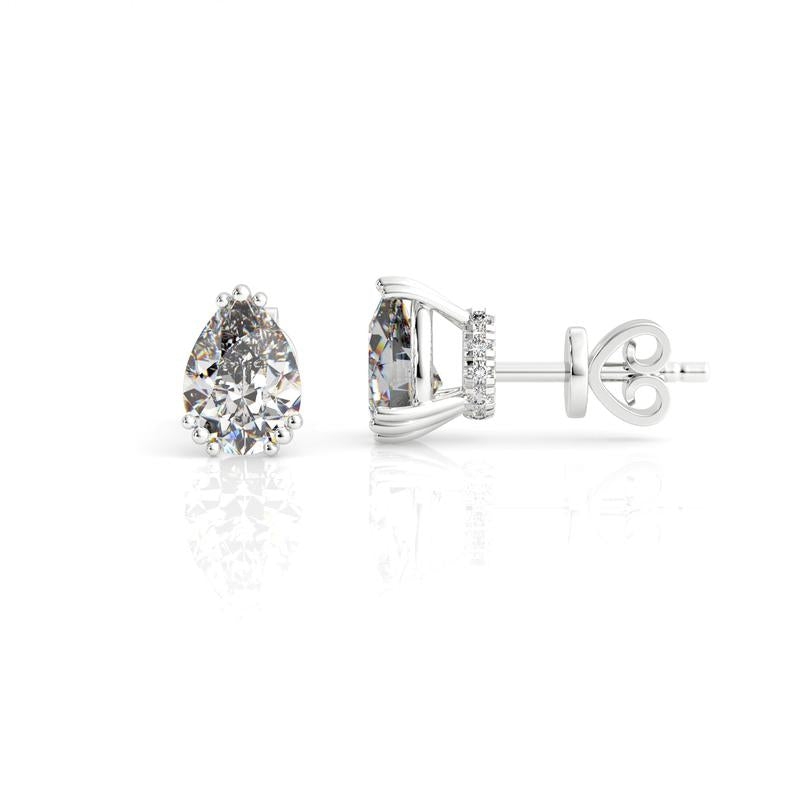 Georgini Elegant Pear-Cut Hidden Halo Silver Stud Earrings