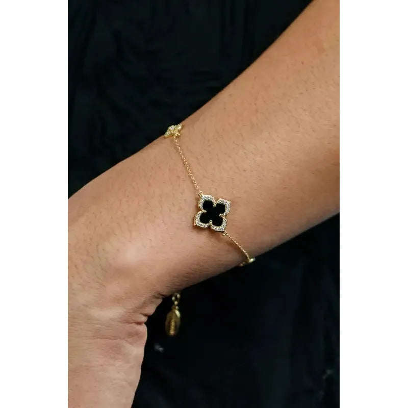 Georgini Midnight Velvet Black Agate Fairwater Bracelet - Gold