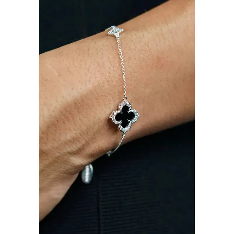 Georgini Midnight Velvet Black Agate Fairwater Bracelet - Silver
