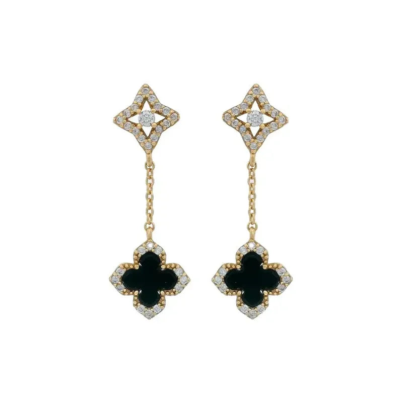 Georgini Midnight Velvet Black Agate Fairwater Drop Earrings - Gold