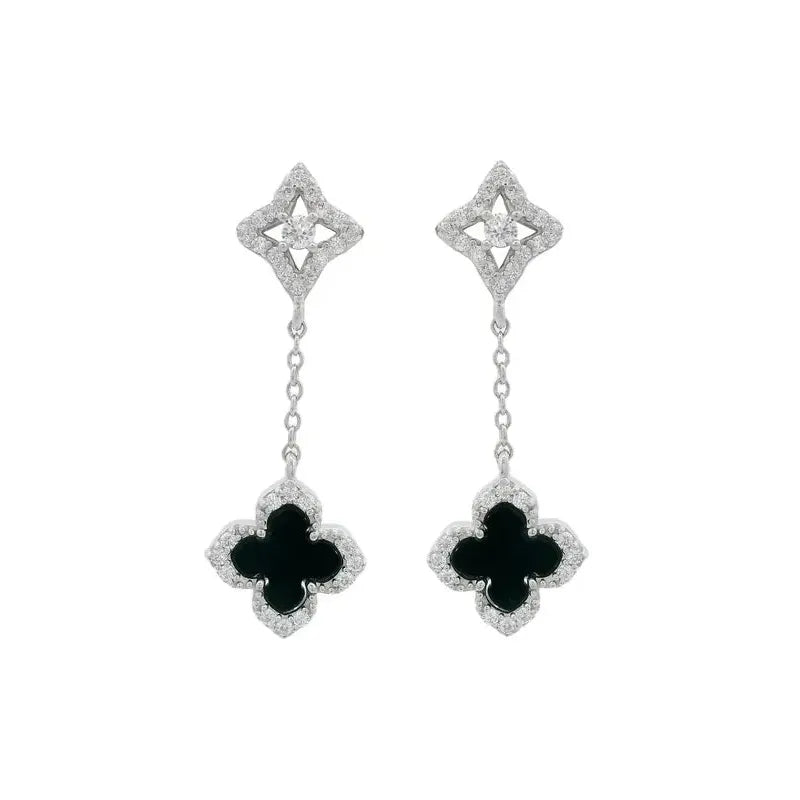 Georgini Midnight Velvet Black Agate Fairwater Drop Earrings - Silver