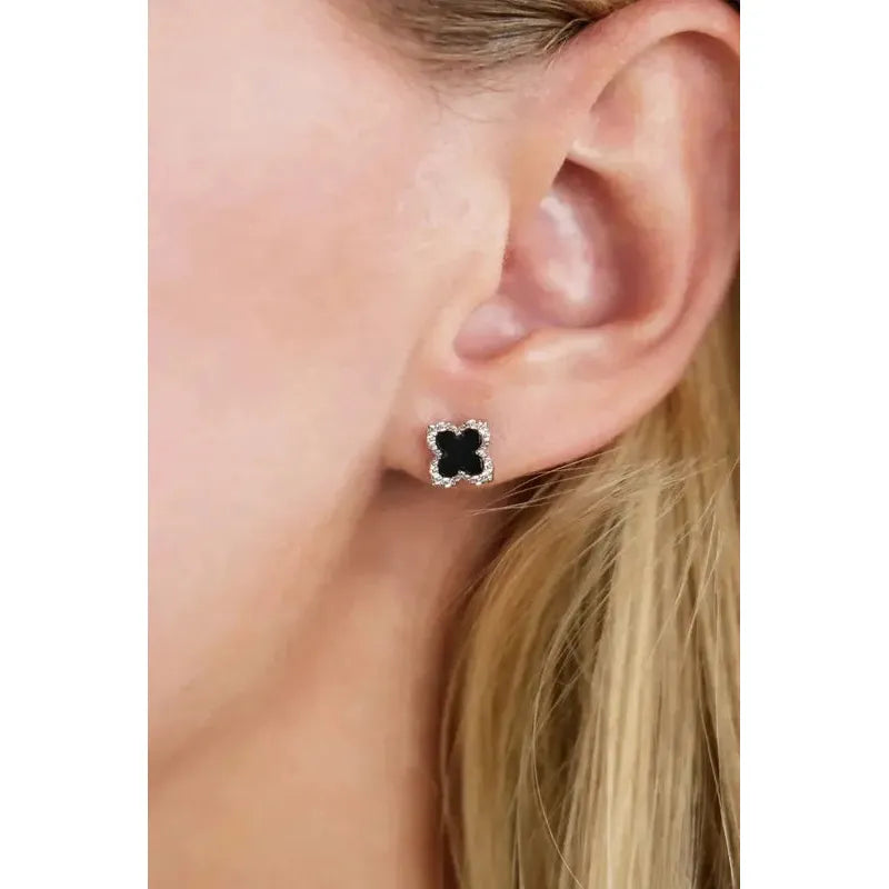 Georgini Midnight Velvet Black Agate Fairwater Stud Earrings - Silver