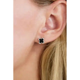 Georgini Midnight Velvet Black Agate Fairwater Stud Earrings - Silver