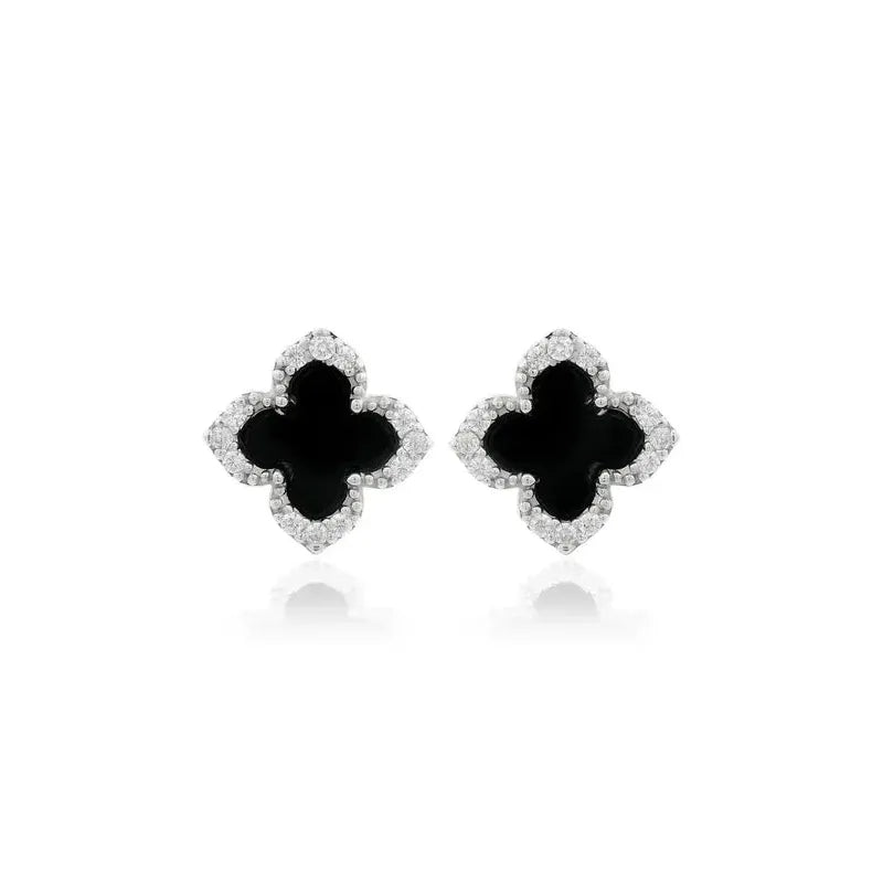 Georgini Midnight Velvet Black Agate Fairwater Stud Earrings - Silver