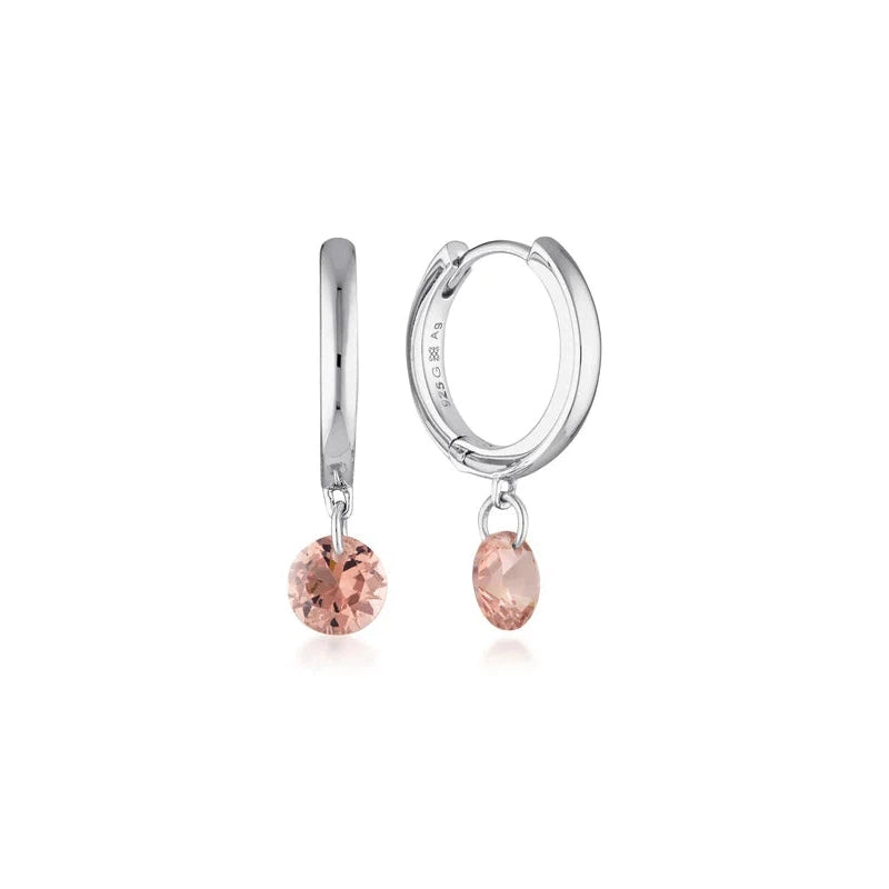 Georgini Mirage Alice Morganite Droplet Earrings - Silver