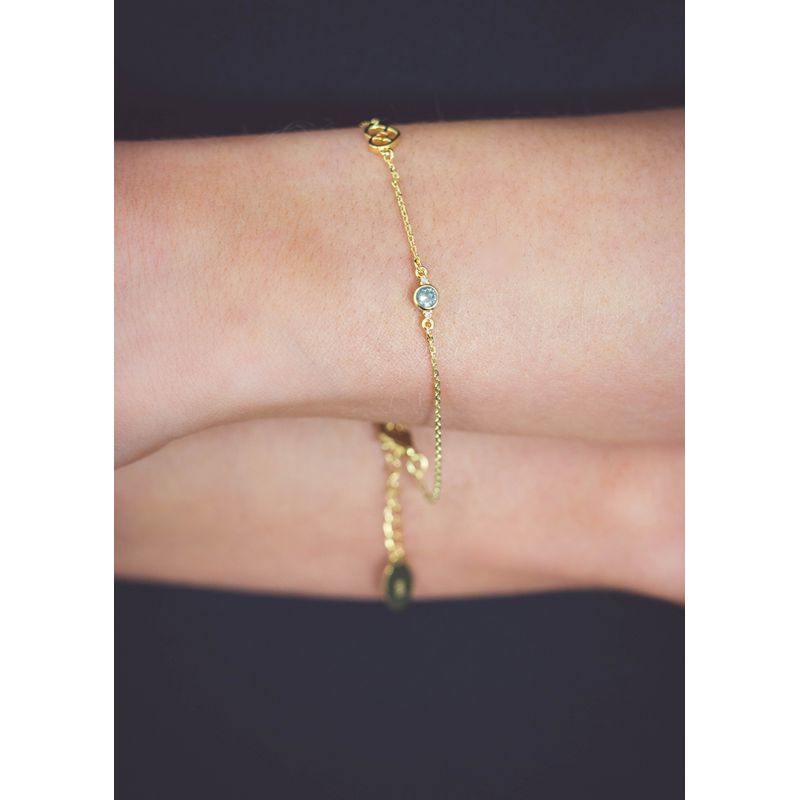Georgini Natural Aquamarine and Two Natural Diamond March Bracelet - Gold