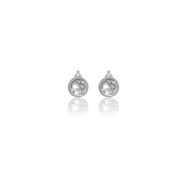 Georgini Natural Aquamarine and Two Natural Diamond March Earrings - Silver