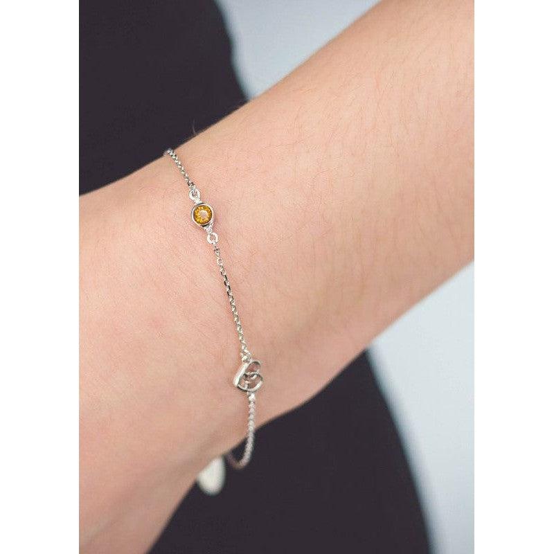 Georgini Natural Citrine and Two Natural Diamond November Bracelet - Silver