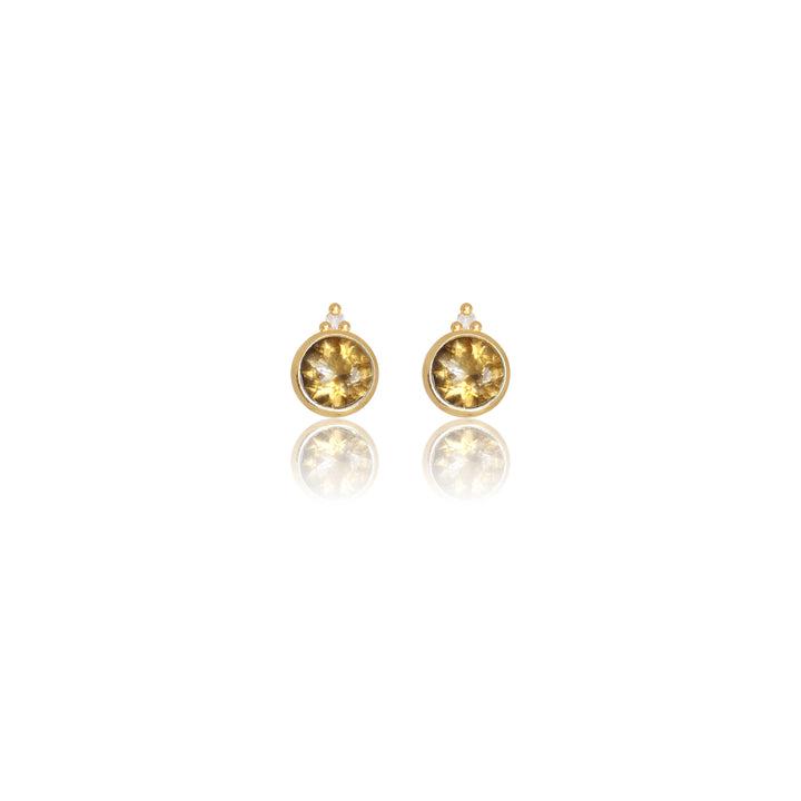 Georgini Natural Citrine and Two Natural Diamond November Earrings - Gold