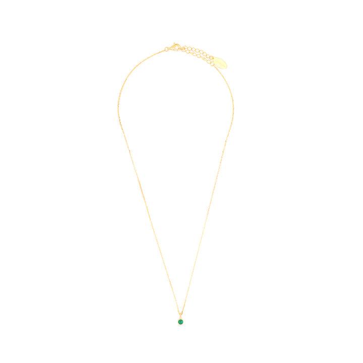 Georgini Natural Green Agate and Diamond May Pendant - Gold