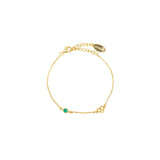 Georgini Natural Green Agate and Two Natural Diamond May Bracelet - Gold