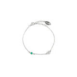 Georgini Natural Green Agate and Two Natural Diamond May Bracelet - Silver