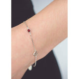 Georgini Natural Ruby and Two Natural Diamond July Bracelet - Silver