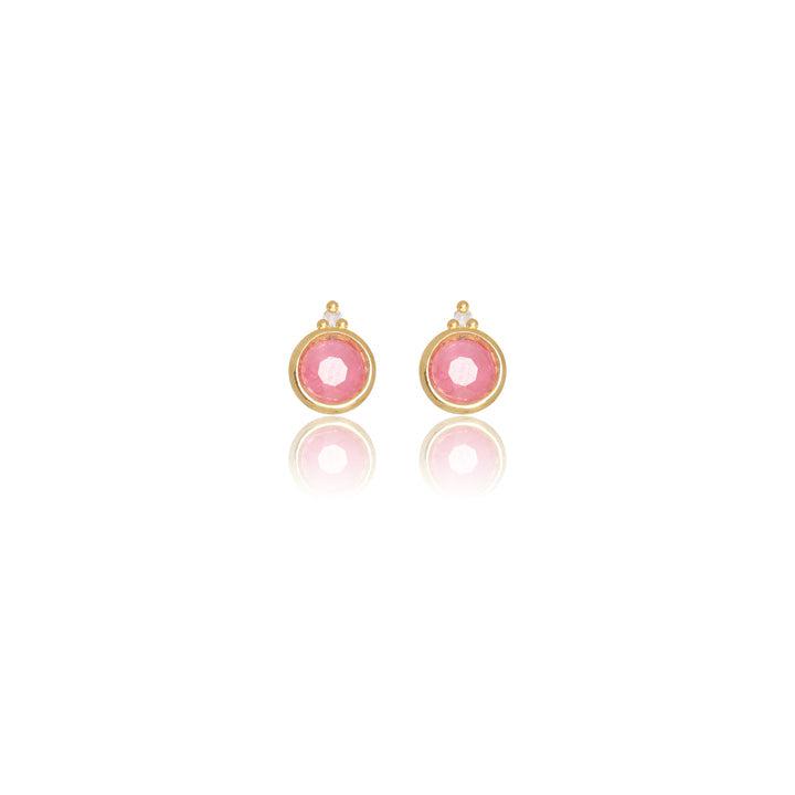 Georgini Natural Ruby and Two Natural Diamond July Earrings - Gold