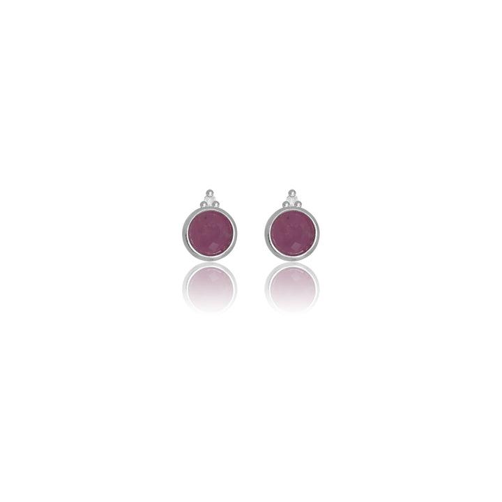 Georgini Natural Ruby and Two Natural Diamond July Earrings - Silver