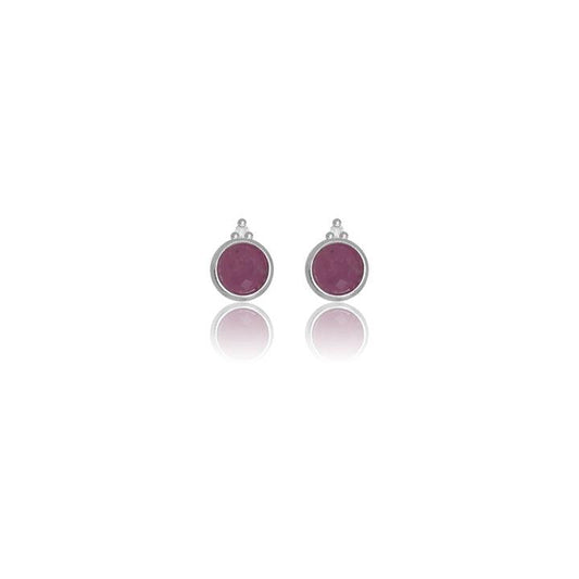 Georgini Natural Ruby and Two Natural Diamond July Earrings - Silver