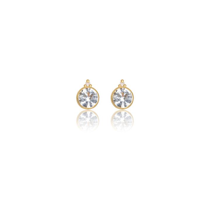Georgini Natural Topaz and Two Natural Diamond April Earrings - Gold