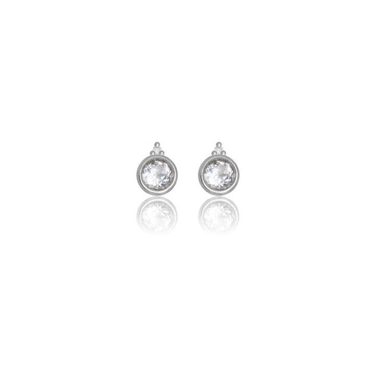 Georgini Natural Topaz and Two Natural Diamond April Earrings - Silver