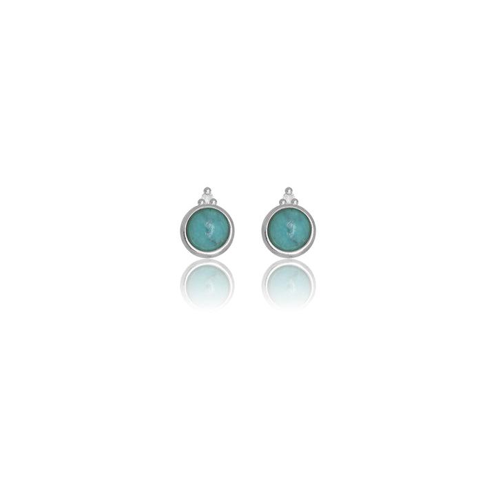 Georgini Natural Turquoise and Two Natural Diamond December Earrings - Silver