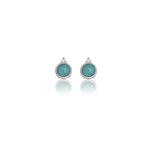 Georgini Natural Turquoise and Two Natural Diamond December Earrings - Silver