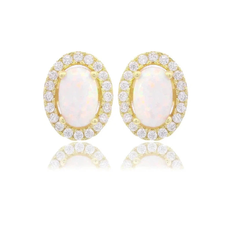 Georgini Opal Glow Blackwattle White Opal Earrings - Gold