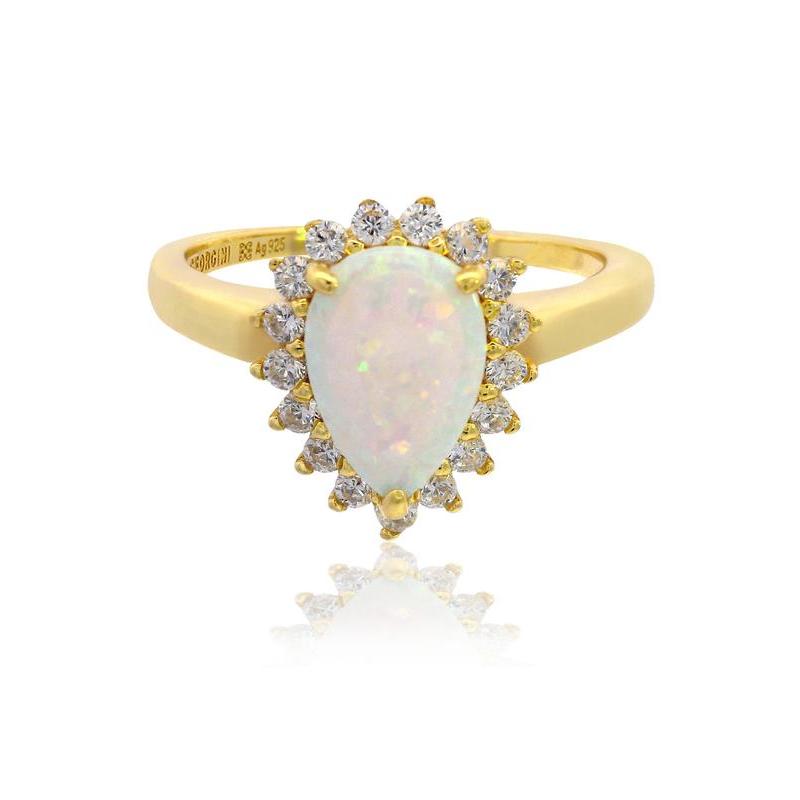 Georgini Opal Glow Rozelle White Opal Pear Ring