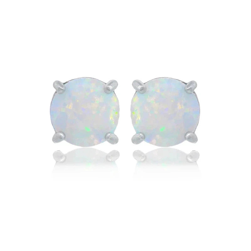 Georgini Opal Glow Stud Earrings - Silver