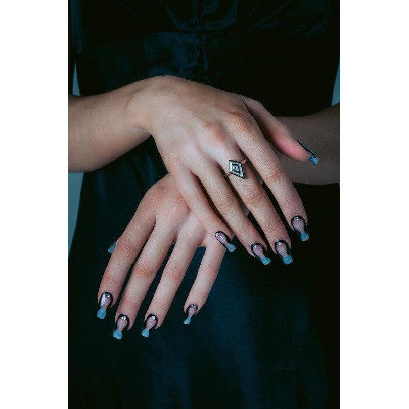 Georgini Reflection Art Deco Ring - Silver & Black Enamel