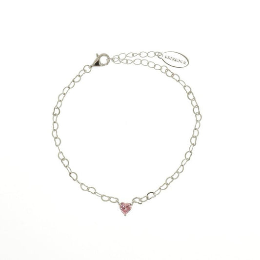 Georgini Sweetheart Heart Chain Bracelet - Pink Silver
