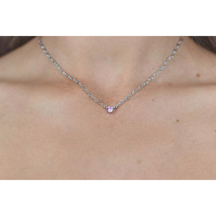 Georgini Sweetheart Heart Chain Necklace - Pink Silver