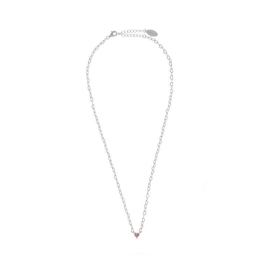 Georgini Sweetheart Heart Chain Necklace - Pink Silver