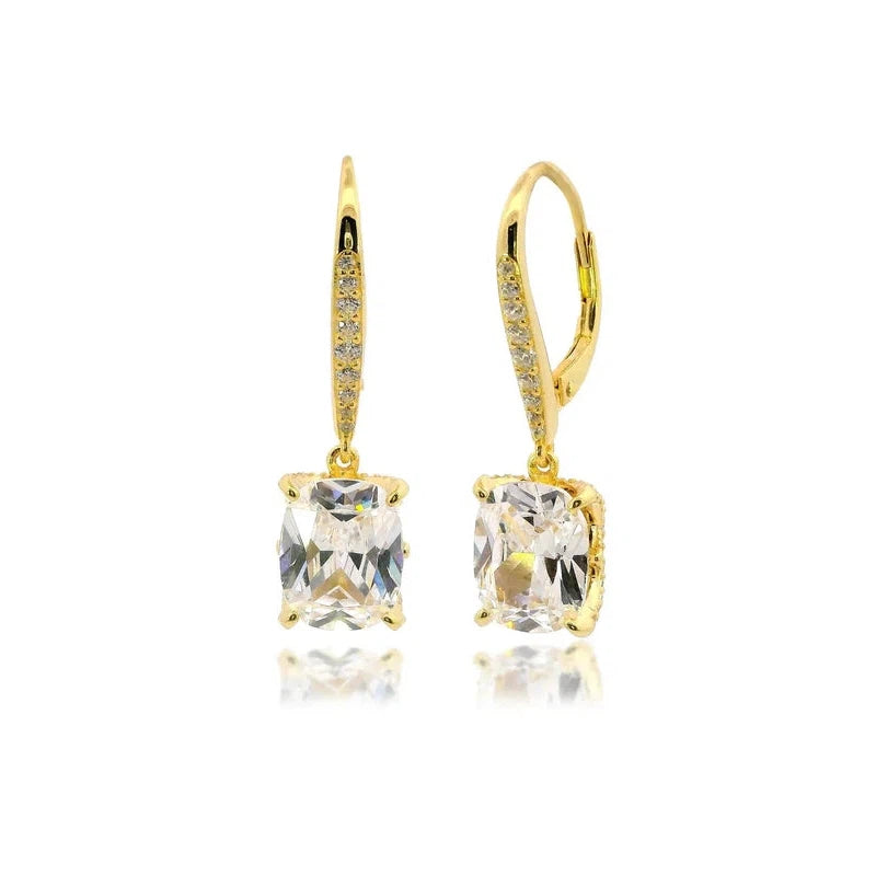 Georgini Sydney Soiree Elaine Cushion Cut Drop Earrings - Gold