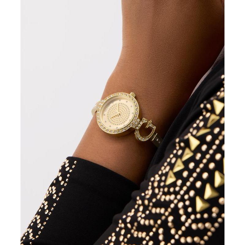 ゲイサスジャガール オルゴール GUEISSAZ JACCARD スイス製 Gues Giselle Gold Tone Analog Watch with Diamond Accents