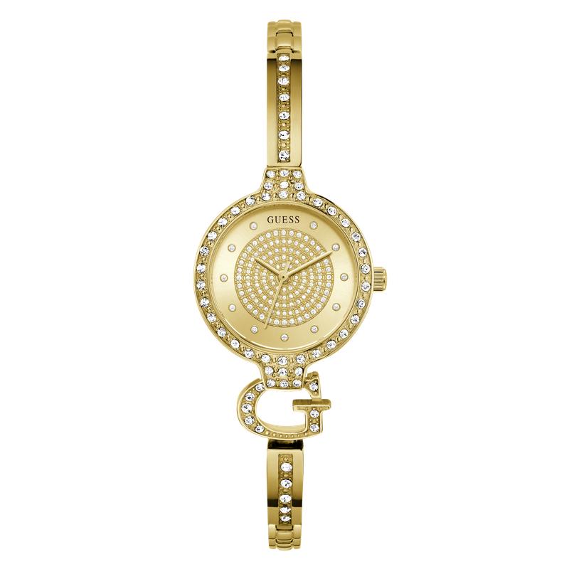 ゲイサスジャガール オルゴール GUEISSAZ JACCARD スイス製 Gues Giselle Gold Tone Analog Watch with Diamond Accents