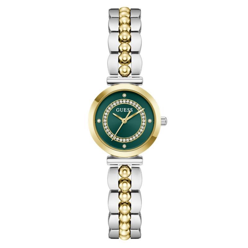 Guess 2-Tone Analog Watch with Green Dial and Gold Accents
