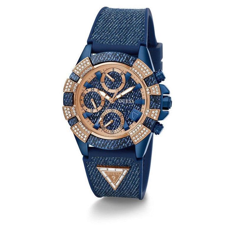 Guess 40th Anniversary Special Edition Ladies Blue Rose Gold Tone Multi-function Watch