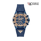 Guess 40th Anniversary Special Edition Ladies Blue Rose Gold Tone Multi-function Watch