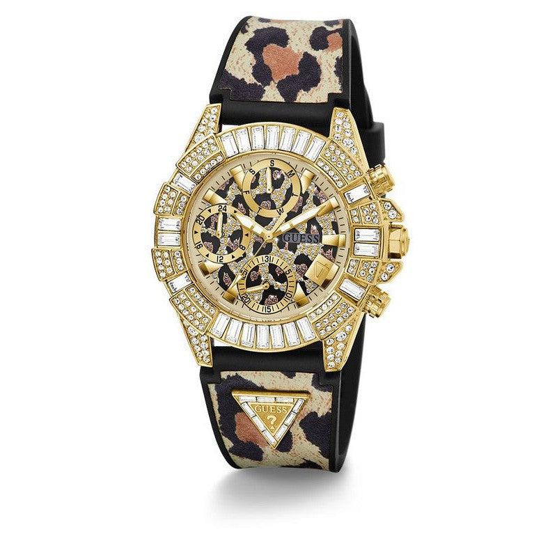 Guess 40th Anniversary Special Edition Ladies Leopard Gold Tone Multi-function Watch