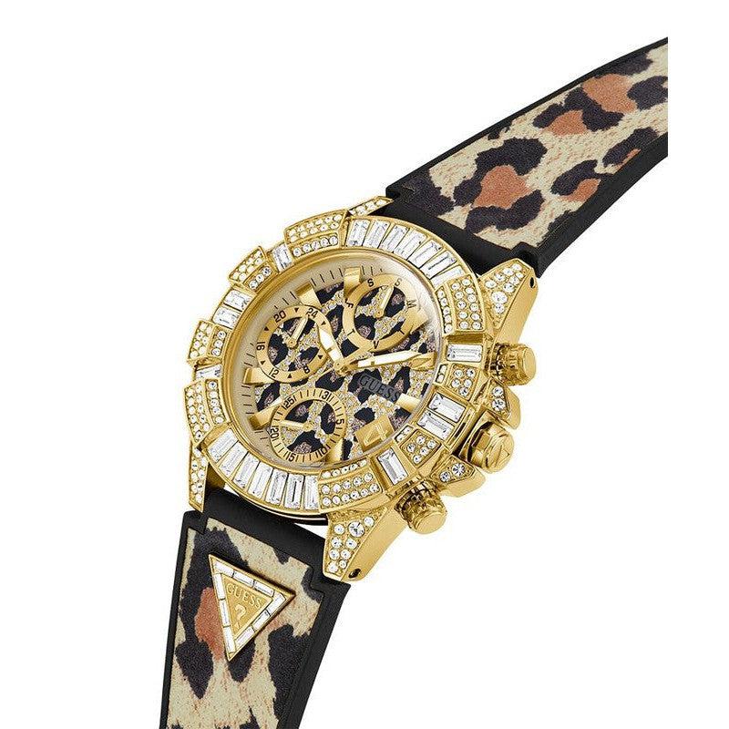 Guess 40th Anniversary Special Edition Ladies Leopard Gold Tone Multi-function Watch